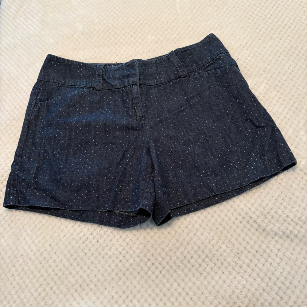 Ann Taylor Navy Jean Shorts with Subtle Dots